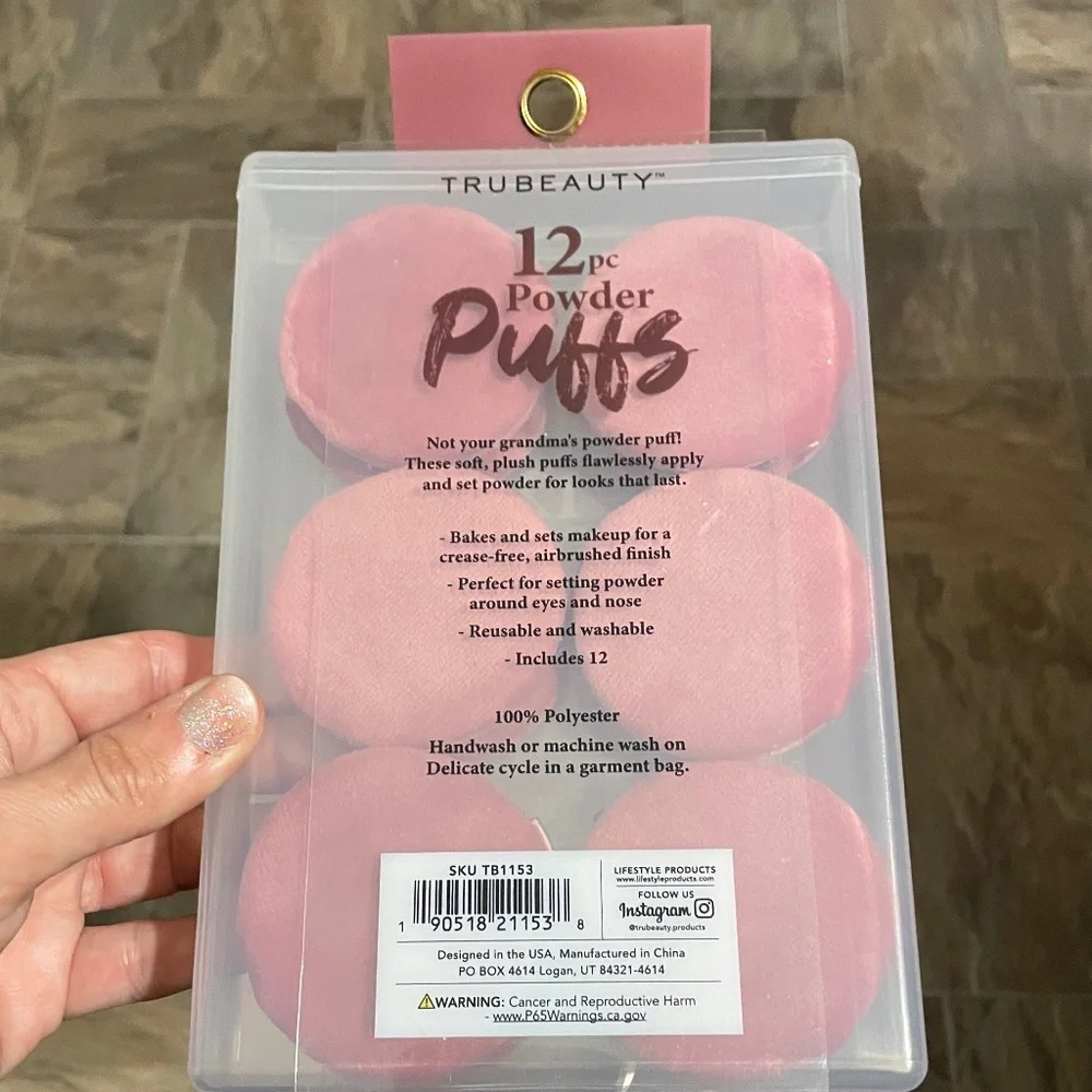Trubeauty 12-Piece Powder Puffs & Reusable Storage Case